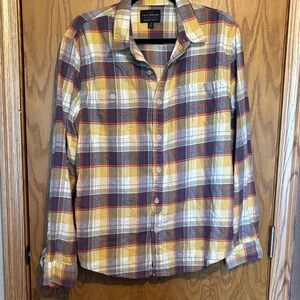 Lucky Brand Men's Plaid Shirt - Yellow, Gray, Red